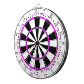パープパーソナライズされたルはっきりしたフシアB&W文字 ダーツボード (正面右)