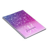 パープパーソナライズされたルガーリーグリッタースパークル名 ノートブック (右側)