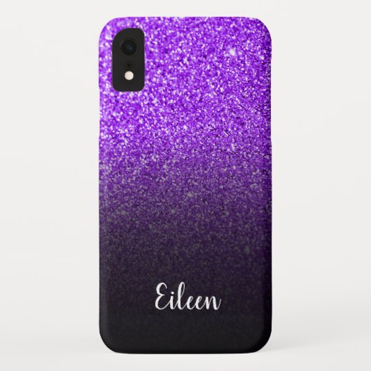 パープパーソナライズされたルガーリーグリッターブラックグラデーション Case-Mate iPhoneケース (裏面)