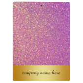 パープパーソナライズされたルピンクグリッターの輝きフェイク クリップボード (裏面)