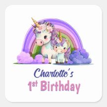 パープパーソナライズされたルユニコーン1歳の誕生日