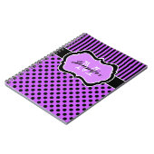 パープパーソナライズされたル白黒ストライプの水玉模様 ノートブック (左側)