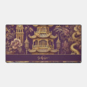 パープパーソナライズされたル&金ゴールドチビクトリアンノイスリー デスクマット (正面)