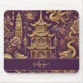 パープパーソナライズされたル&金ゴールドチビクトリアンノイスリー マウスパッド (正面)