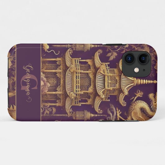 パープパーソナライズされたル&金ゴールドチビクトリアンノイスリー Case-Mate iPhoneケース (裏面(横))