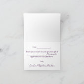 パープフォーマルラージアゲートシルバーグリッター結婚ズ サンキューカード (内部)