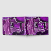 パープフォーマルラージアゲート銀フェイクグリッター結婚ズ ゲストブック (全面)