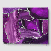 パープフォーマルラージアゲート銀フェイクグリッター結婚ズ ゲストブック (裏面)