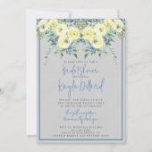 パープミンラブブルーイエロー春ブライダルシャワー 招待状 (正面)