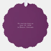 パープメリールの結婚写真クリスマス オーナメントカード (裏面)