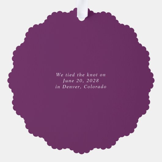 パープメリールの結婚写真クリスマス オーナメントカード (裏面)