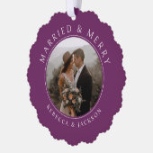 パープメリールの結婚写真クリスマス オーナメントカード (左)