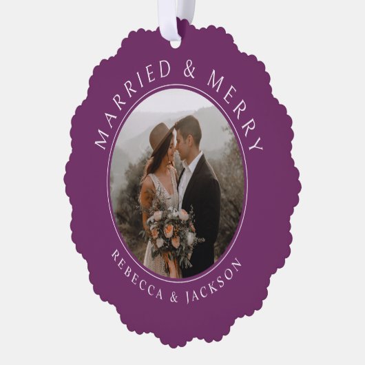 パープメリールの結婚写真クリスマス オーナメントカード (左)