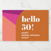 パープモダンラコッタアートカスタム誕生日50 スパークリングワインラベル (シングルラベル)