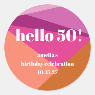パープモダンラコッタアートカスタム誕生日50 ラウンドシール