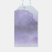 パープモダンラベンダーフローラ水の色結婚の ギフトタグ (裏面)