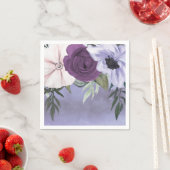 パープモダンラベンダーフローラ水の色結婚の スタンダードカクテルナプキン (インサイチュ)