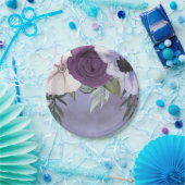 パープモダンラベンダーフローラ水の色結婚の ペーパープレート (パーティー)