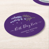 パープモダンラベンダーフローラ結婚ズ ラウンドペーパーコースター (アングル)