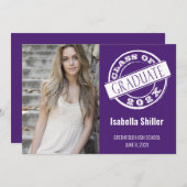 パープモダンリガーリーフォトグラード卒業パーティー 招待状 (正面/裏面)