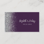 パープモダンリーシルバーグリッター結婚ズ プレイスカード (裏面)