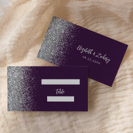 パープモダンリーシルバーグリッター結婚ズ プレイスカード