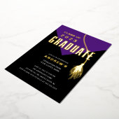 パープモダンルはっきりしたグラードキャップ卒業 箔招待状 (回転した状態)