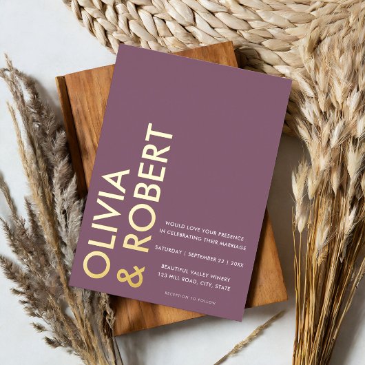 パープモダンルはっきりしたミニマ結婚リスト 箔招待状