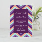 パープモダンルアンドコーラルシェブロン結婚式招待状 招待状 (スタンド正面)