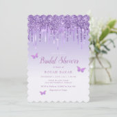パープモダンルエレガントグリッターボホブライダルシャワー 招待状 (スタンド正面)