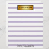 パープモダンルエレガントストライプ金ゴールドバー レターヘッド (正面/裏面)