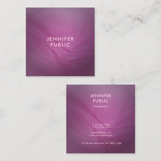 パープモダンルエレガントミニマルトレンディーテンプレート スクエア名刺 (正面/裏面)