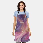 パープモダンルエレガント金ゴールド大理石ナパーソナライズされたム エプロン (着用した状態)