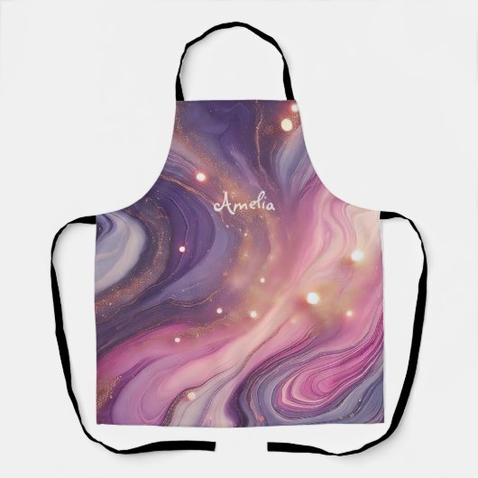 パープモダンルエレガント金ゴールド大理石ナパーソナライズされたム エプロン (正面)