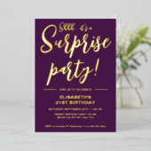 パープモダンルエレガント21stサプライズ誕生日 箔招待状 (立ち正面)