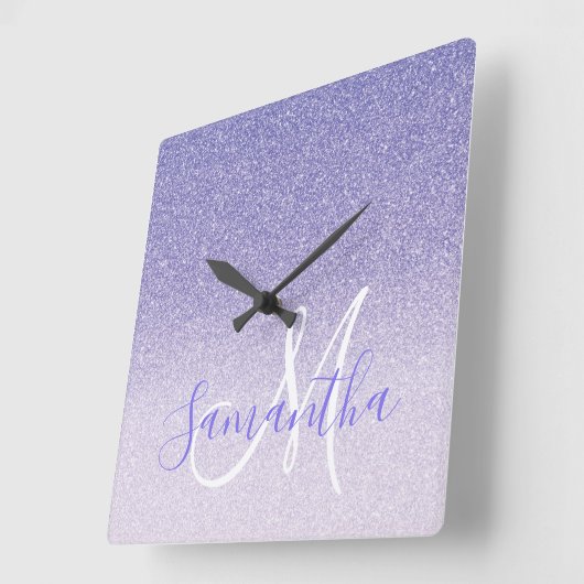 パープモダンルグリッタースパパーソナライズされたークルズ スクエア壁時計 (傾斜)