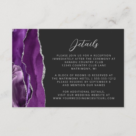 パープモダンルシルバーアゲート石板結婚ズ詳細 エンクロージャーカード (正面)