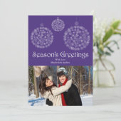 パープモダンルスノーフレークホリデーフォトカード シーズンカード (スタンド正面)