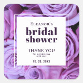 パープモダンルバラブライダルシャワーありがとう好意 スクエアシール (正面)