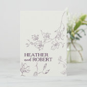 パープモダンルフローラボタニカル結婚ボホズ 招待状 (スタンド正面)