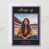 パープモダンルミニマルスクリプト卒業パーティー 招待状 (裏面)