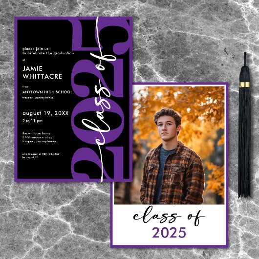 パープモダンルミニマルタイポグラフィ卒業党 招待状
