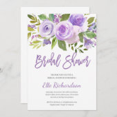 パープモダンル素朴リースブライダルシャワー 招待状 (正面/裏面)