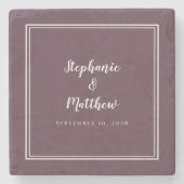 パープモダンル結婚ズ新郎新婦エレガントシンプル ストーンコースター (正面)