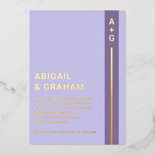 パープモダンル結婚ズ箔招待状 箔招待状 (正面)