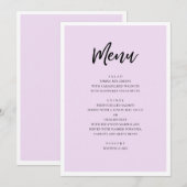 パープモダンル結婚ズ。ラベンダーシンプルミニマル主義者 メニュー (正面/裏面)