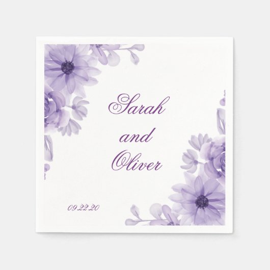 パープモダンル結婚フローラ スタンダードカクテルナプキン (正面)