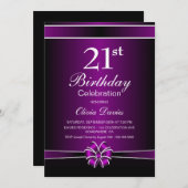 パープモダンル21歳の誕生日お祝い 招待状 (正面/裏面)