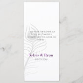 パープモダンル、ティール（緑がかった色）ブルーピーコックのメ結婚ニュー メニュー (裏面)