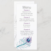 パープモダンル、ティール（緑がかった色）ブルーピーコックのメ結婚ニュー メニュー (正面/裏面)